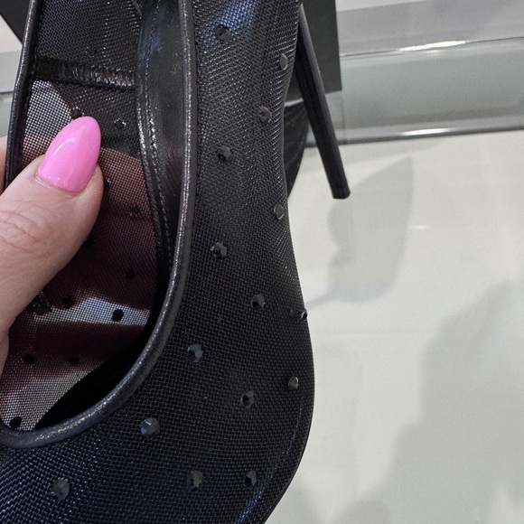 YSL Saint Laurent Black Anja Rhinestone Mesh Heels (sz 35.5) - Picture 12 of 16